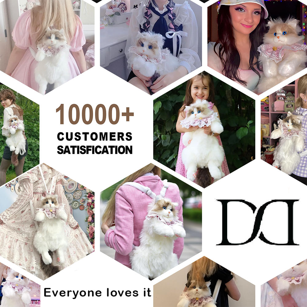 Dollcini Plüss Cica Hátizsák – Realisztikus Gyerek Táska