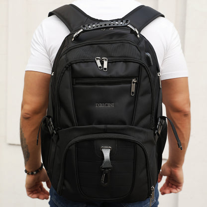 Dollcini Uniszex Laptop Hátizsák – Vízálló Utazóhátizsák, USB Töltőporttal, Fekete