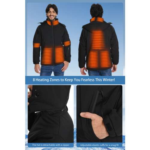Dollcini Férfi Fűthető Dzseki – USB-s, Szélálló Téli Kabát [A powerbankot külön kell megvásárolni]