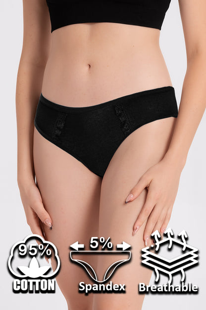 Dollcini,Tanga női bugyi,95% Pamut + Spandex-Többszínű, 6 db-os Csomag,34072