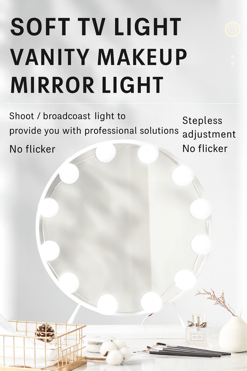 Dollcini Otthon Hollywoodi LED Sminklámpa – 10 Izzós, Tükörre