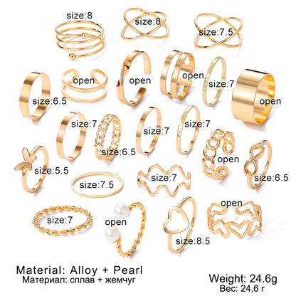 Dollcini 33 Részes Ékszerszett – Elegáns Arany Fülbevalók és Gyűrűk