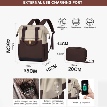 Dollcini Női Laptop Hátizsák – Vízálló Utazóhátizsák, USB Porttal, 2 Részes