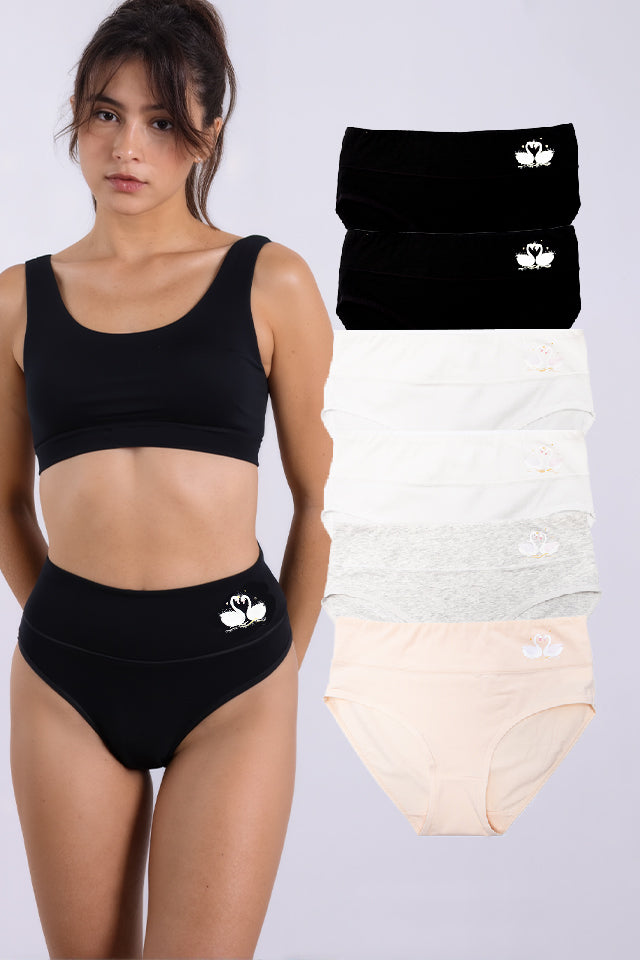 Dollcini ,Magas derekú női bugyi ,95% Pamut + Spandex-Többszínű, 6 db-os Csomag,62072