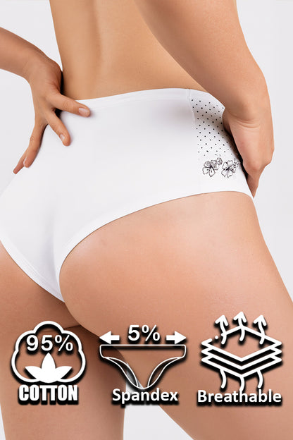 Dollcini ,Magas derekú női bugyi ,95% Pamut + Spandex-Többszínű, 6 db-os Csomag,69482