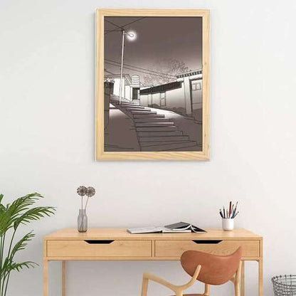 Dollcini Otthon LED Világító Falikép – USB-s, Fa Keretes Dekor