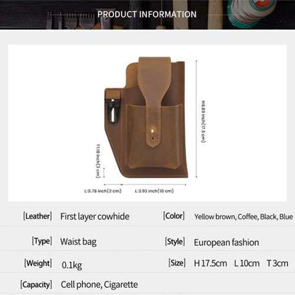 Dollcini Férfi Bőr Mobiltok – Multifunkciós, Valódi Bőr, Kézzel Készített