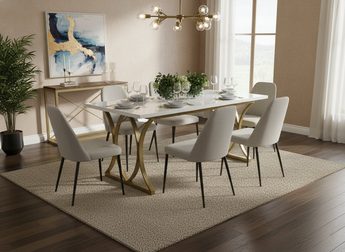 Dollcini Otthon Fehér Étkezőasztal Arany Lábakkal