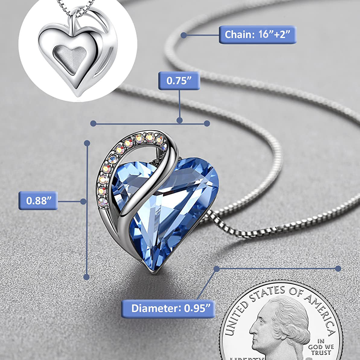 Dollcini Szív Nyaklánc – Elegáns Kristály Medál, Ezüst Bevonatú Lánccal