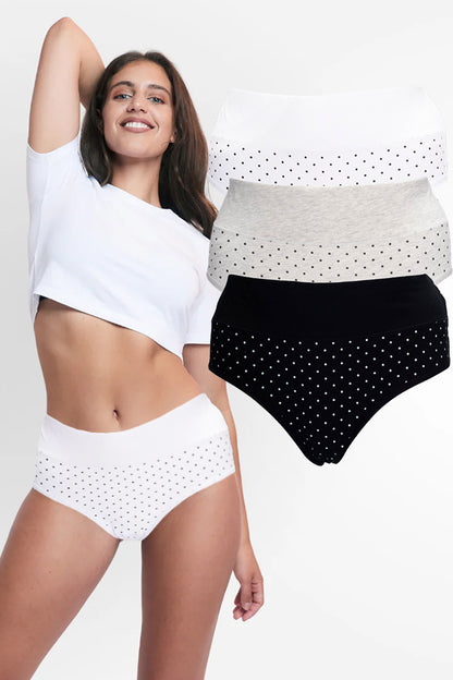 Dollcini Magas Derekú, Női Menstruációs Bugyi Szett - 95% Pamut, Szivárgásmentes, 3 db-os Csomag