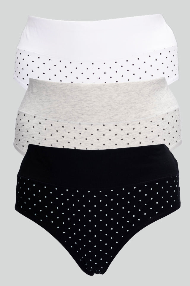 Dollcini Magas Derekú, Női Menstruációs Bugyi Szett - 95% Pamut, Szivárgásmentes, 3 db-os Csomag