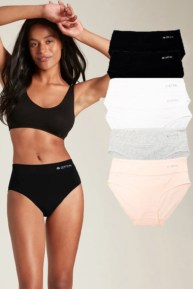 Dollcini ,Magas derekú női bugyi ,95% Pamut + Spandex-Többszínű, 6 db-os Csomag