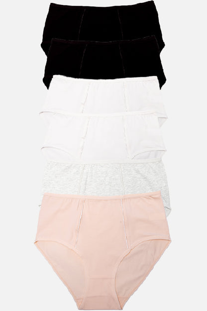 Dollcini ,Magas derekú női bugyi ,95% Pamut + Spandex-Többszínű, 6 db-os Csomag,8922