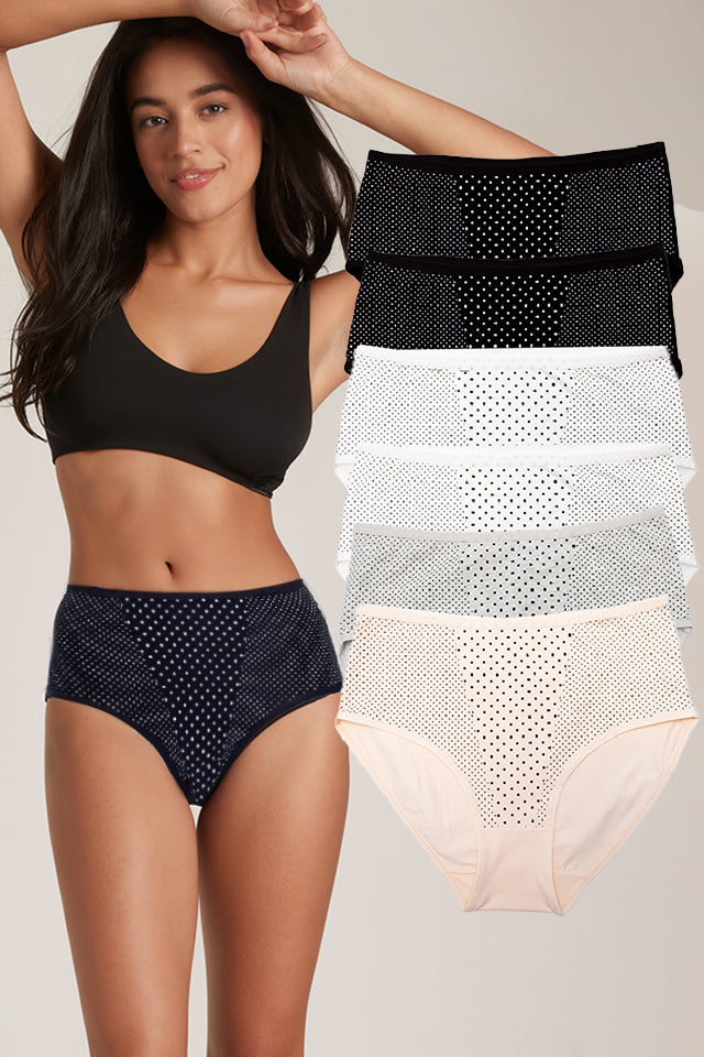 Dollcini ,Magas derekú női bugyi ,95% Pamut + Spandex-Többszínű, 6 db-os Csomag,69542