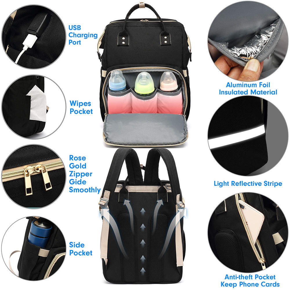 Dollcini Multifunkciós Babahátizsák – Összecsukható Babaággyal